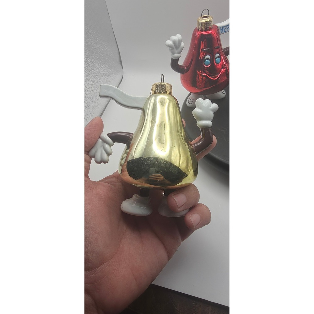 Hershey's Kisses Character Christmas Ornaments Set of 3 Red Gold Silver Metallic - Picture 2 of 9
